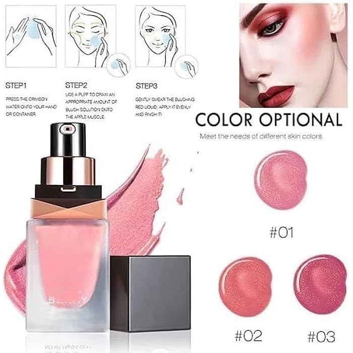 Velvet Liquid Blusher-soft bab Finish Gel Blush Water-Based for Face, 15 ml Cheek Blush Face Makeup - N 1 - Image 2